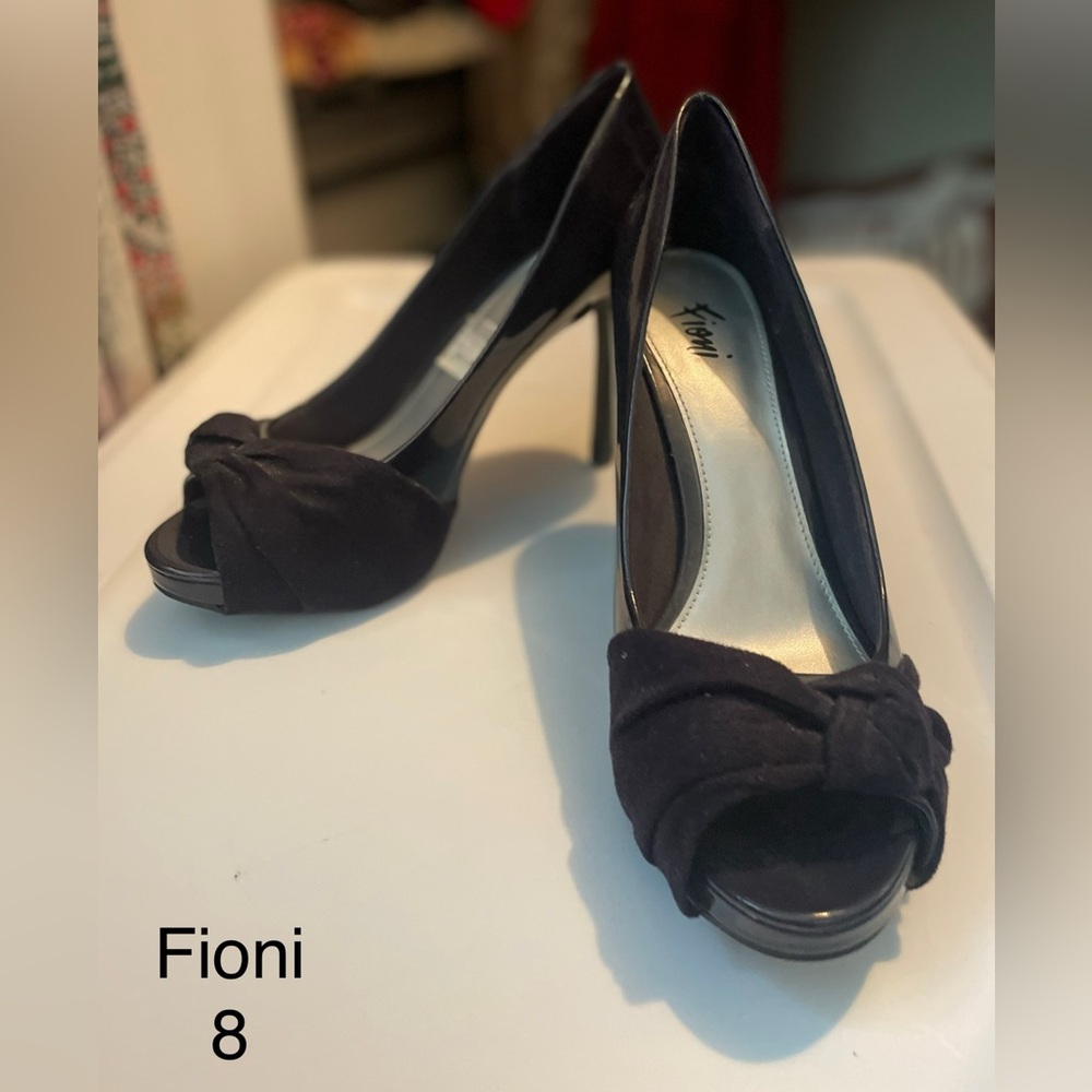 FIONI Clothing Elegant Dark Purple Peep-Toe Heels